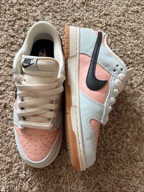 Nike Dunk Low Sneakers in Pink, Light Blue & Black